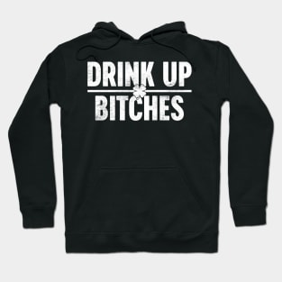 Drink Up Bitches White St. Patrick's Day Shamrock Hoodie